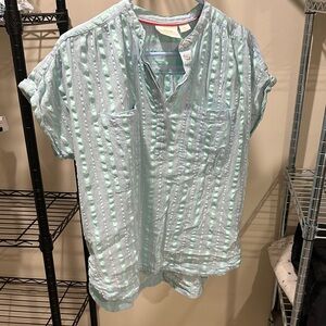 Anthropologie Maeve Striped blue and green Short Sleeve